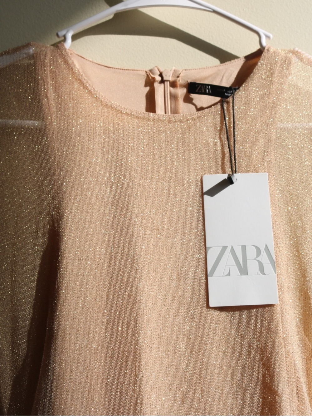 ZARA Shimmery Champagne Midi Dress